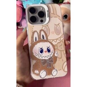 Super Lovely Cartoon Case For Apple iPhone 15 Labubu Creamy Brown